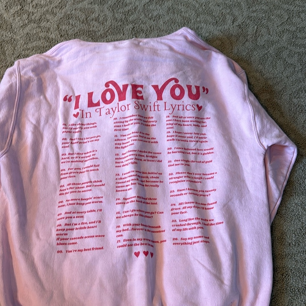 Taylor Swift Lyrics Pink Sweatshirt